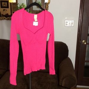 Sz. M sweater Long sleeve pink ribbed knit